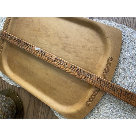 Vintage Midcentury Overton Bentwood Tray Floral Design MCM Beverage Tray - Picture 4 of 5